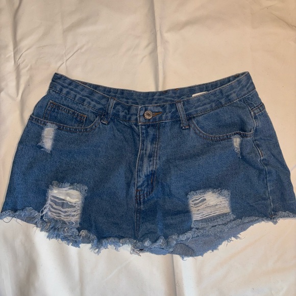 Women’s Jean Shorts Distressed Mini Shorts Size L - Picture 1 of 6